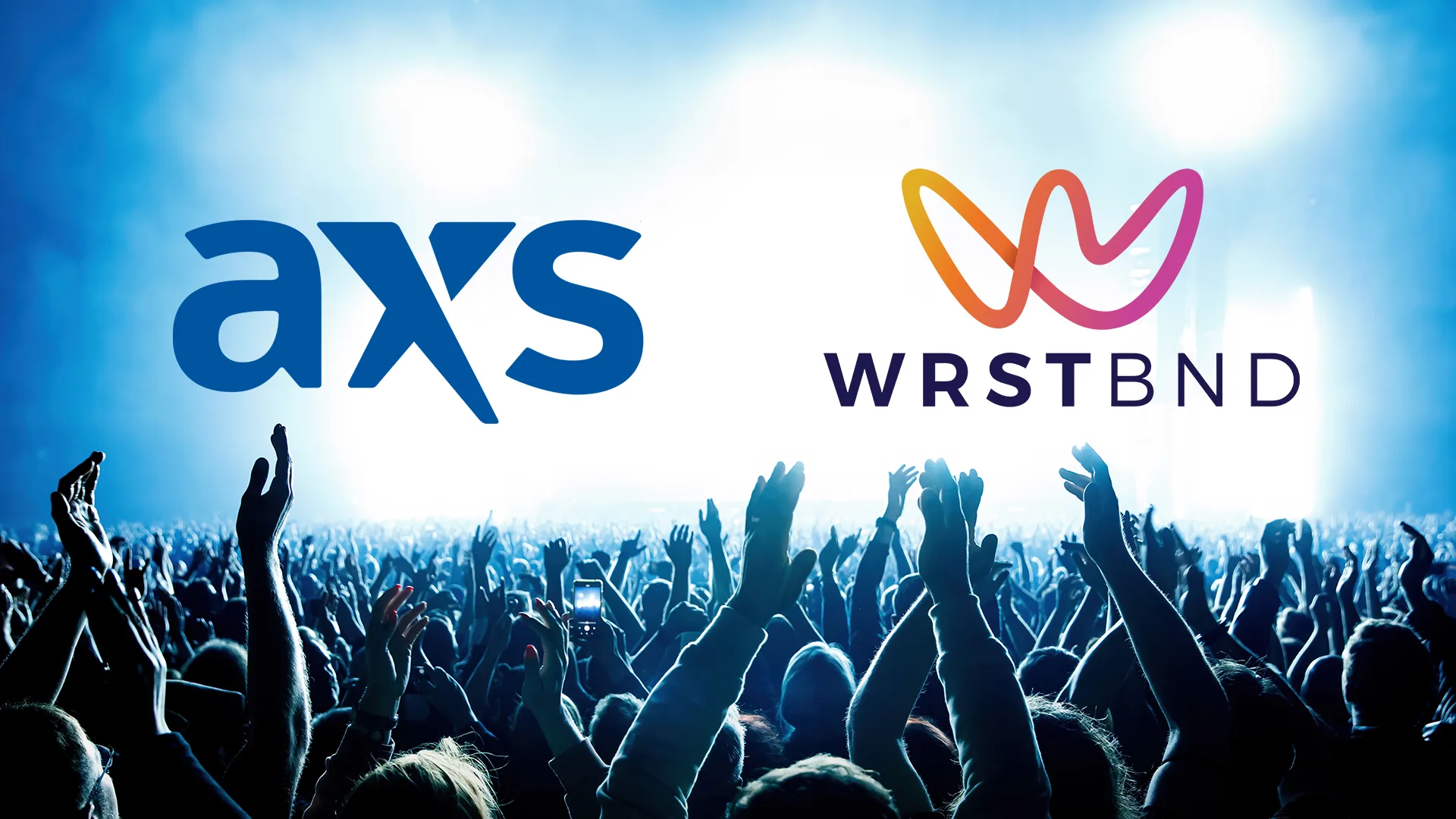 Image of the AXS and WRSTBND logos over a cheering crowd background photo