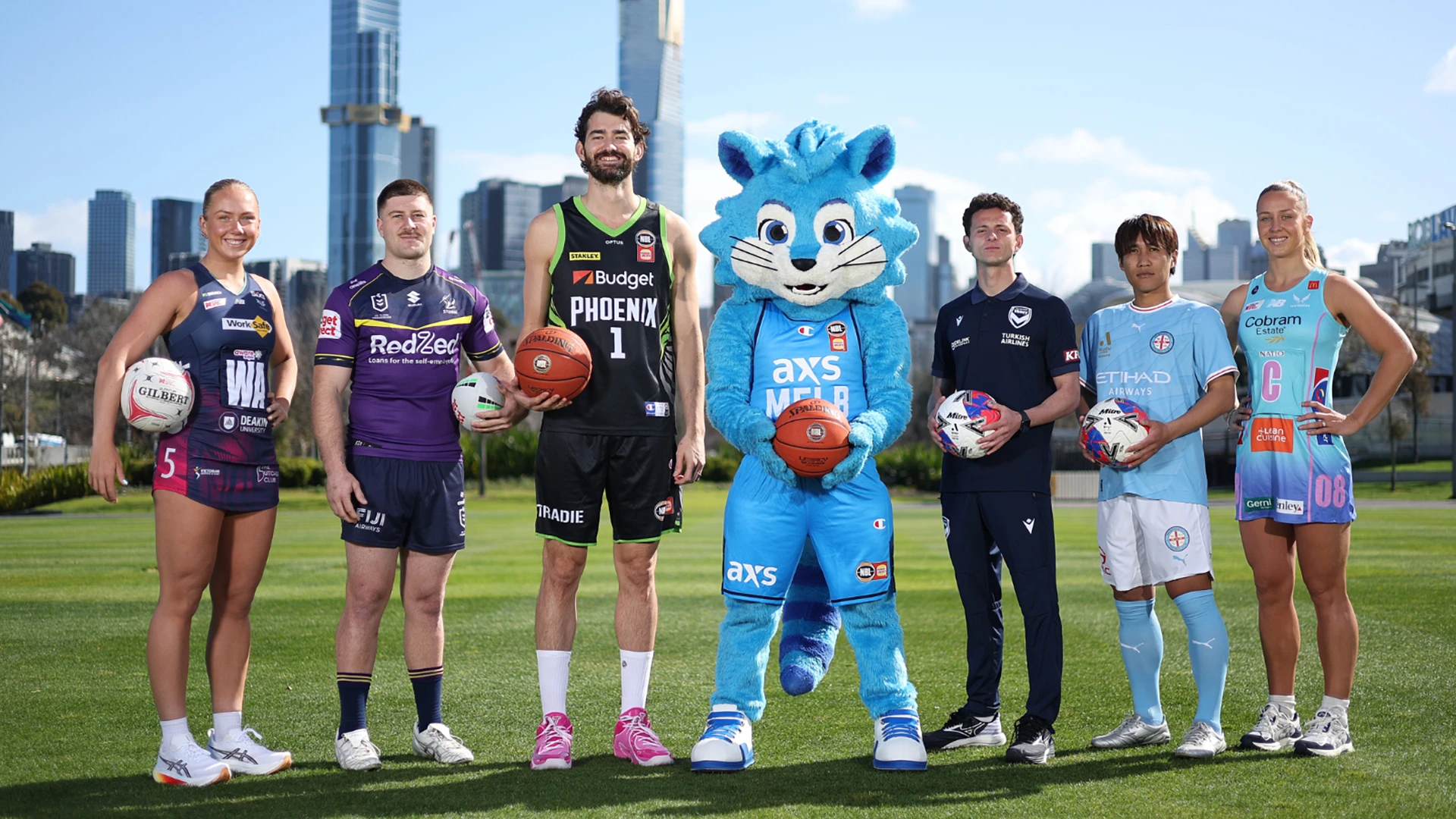 Melbourne sports clubs and mascot with AXS logo
